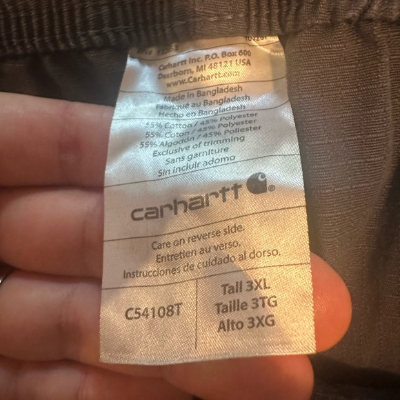 Carhartt Pants Mens 3XL Tall Black Cargo Workwear Cotton Drawstring Ripstop - Picture 7 of 8